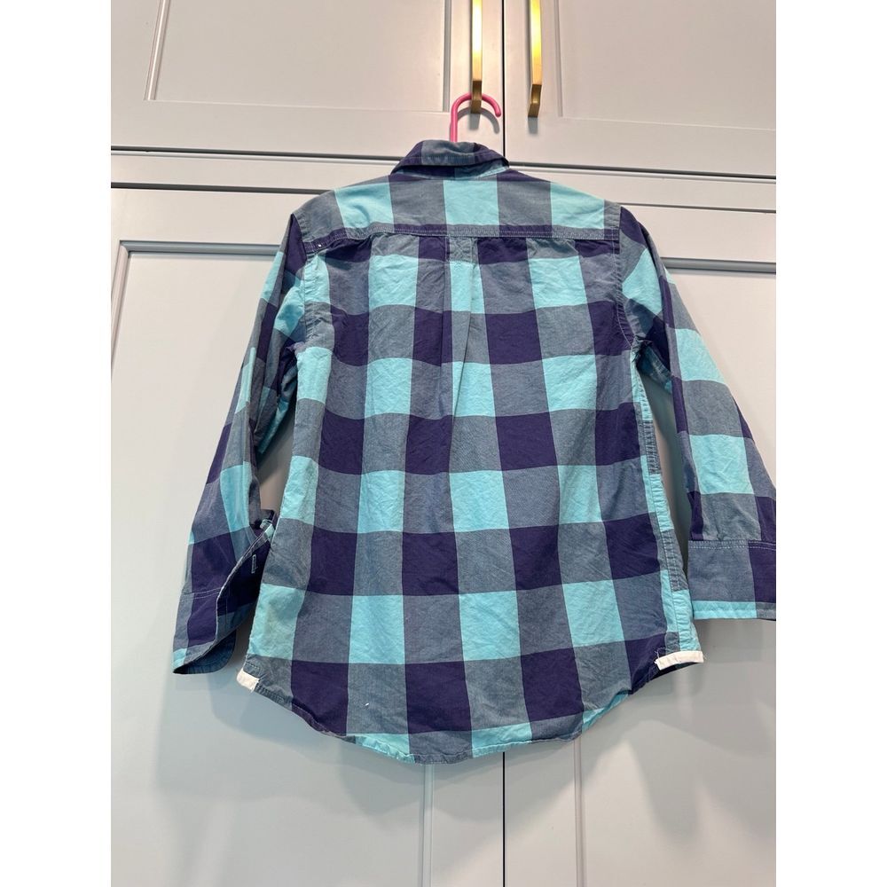 Crewcuts blue plaid button down collar boys top 4/5 Euc - Picture 4 of 4